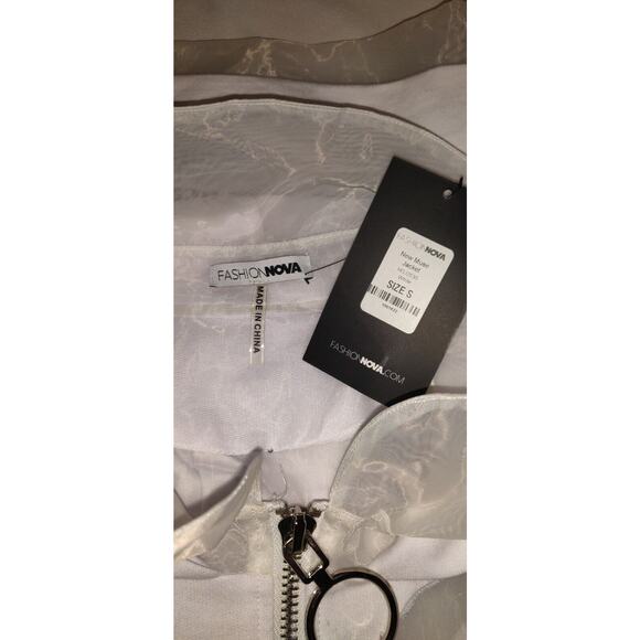 Fashion Nova White Muse Hoodie Sz S Sheer Boxy Jacket Space Futuristic New NWT S - Picture 11 of 16